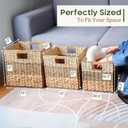 CHI AN HOME 13x13x13 Storage Cube Bins Wicker Storage Basket for Cube Shelf, Natural Foldable Square Baskets for Storage, Large Woven Cube Storage Bin with Handle, Baskets for Pantry, Bedroom Set of 4
