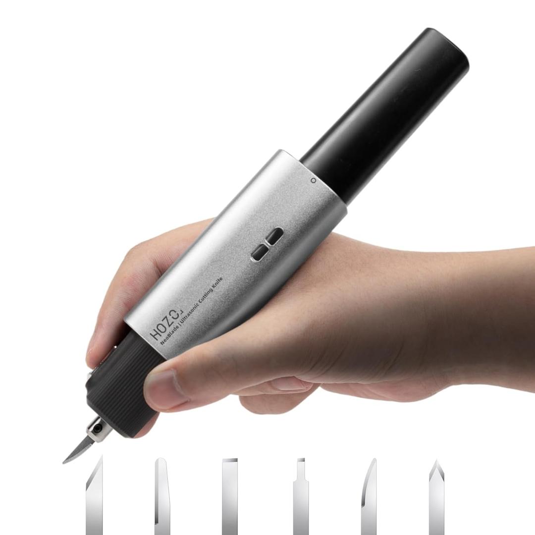 HOZO NeoBlade Wireless Ultrasonic Cutter 40kHz Vibration & 40W Auto Power Adjustment, Replaceable Battery, Turbo Cooling, 2 Cutting Modes For 3D Printing, Woodworking, Prototyping,Model Mods & DIY