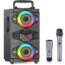 Bluetooth Speakers, 60W Portable Wireless Loud Outdoor Home Party Bluetooth Speaker with Subwoofer, FM Radio, LED Colorful Lights, Microphone, Remote and Big Powerful Stereo Deep Bass Sound Boombox
