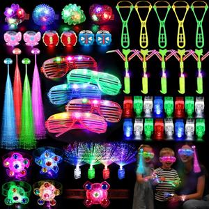 73PCS Glow in the Dark Party Supplies for Kids Adults, Light Up Party Favors with Glow Glasses, Spinner Bracelets, Slingshot, Bulk Glow Party Favors for Kids Halloween, Neon Party Supplies Accessories