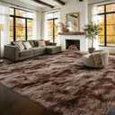 9x12 Extra Large Fluffy Area Rugs Non-Slip for Living Room Tie-Dyed Coffee