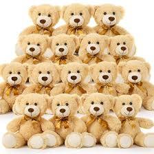 MorisMos Teddy Bear Stuffed Animal 8 Packs 14 in Teddy Bears in Bulk Small Teddy Bear for Centerpiece Baby Shower, Light Brown