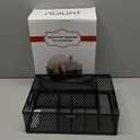 Paper Plate Organizer for Countertop, Perforated Metal Silverware Caddy for Plastic Spoon, Napkin, Utensils Holder with 6 Compartments for Party, Camping, Picnic