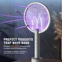 Mosiller Electric Fly Swatter Racket, 4000V Bug Zapper with 1800mah Rechargeable Battery & Dual Modes, 2 in 1 Purple Mosquito Light Killer with 3-Layer Safety Mesh for Indoor Home Patio Camp(1 Pack) Gray