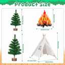 4 Pcs Camping Themed Party Decoration Set Camping Tent Themed Backdrop Photography Tent Nature Decor Include 1 Tent 1 3D Decorative Cardboard Campfire 2 PineTrees for Camping Party, 21 x 20 x 16 inches