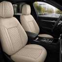 Beige Thick Nappa Leather Automotive Front Car Seat Covers Set of 2