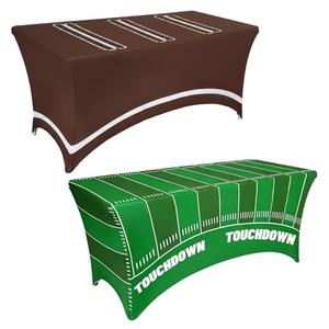Hahafelt 2 Pack 6ft Football Spandex Tablecloth Tight Fitted Washable and Wrinkle Resistant Stretch Rectangular Rectangle Table Cover for Football Birthday Party Wedding Cocktail Banquet Festival