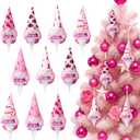 20 Pcs Breast Cancer Christmas Ornaments for Tree Pink Ribbon Inspirational Nobody Fights Alone Plush Gnomes for Woman Home Xmas Tree Hanging Decoration Hope Encouragement Care Gifts