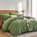 Davulos 7 Pieces Bed in a Bag King Boho Green Bedding Comforter Sets All Seasons, Geometric Tufted Bed Set with Comforter, Sheets, Pillowcases & Sham