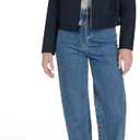 Cole Haan Women's Pin Stripe Rain Bomber Jacket, Navy, X-Small