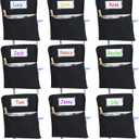 24 Pcs Small Chair Pockets for Classroom 14 Inch School Chairs Bag Chairback Buddy Seat Pocket Student Classroom Organizer with Name Tag for Primary School Chair up to 14'' Wide(Black)