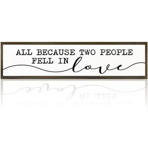 Love Quote Sign, Farmhouse Wooden Box Signs, Bride To Be Decorations, Home Decor for Bedroom Living Room, Engagement Wedding Marriage Decor, All Because Two People Fell In Love Sign, Family Wood Sign (Day Sign 01)
