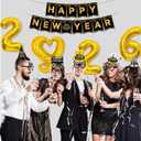 New Years Eve Party Supplies 2026 - 40PCS Happy New Years Decorations for 12 Guests Includes Banner,Gold 2026 Balloon,Hats,Tiaras and Squawkers for Nye 2026 Celebrations