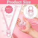 Geetery 51 Pcs Don't Say Baby Game Sign Cool Baby Shower Game 50 Pacifier Necklace Wooden Don't Say Sign Plastic Pacifier Party Favor for Gender Reveal(Floral, Pink)
