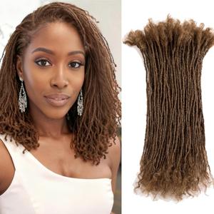 Brown Color Sister Locs Extensions Human Hair Microlocs Extensions | 100% Real Handmade Interlocking Curly Tips |0.2cm Thickness Permanent Soft Natural Locs for Women Kids（#4, 8 Inch-30 Strands)