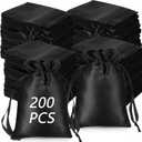 Windyun 200 Pcs Satin Gift Bags with Drawstrings 4 x 6 Inch Wedding Gift Bags Candy Jewelry Pouch Bulk for Bridal Shower Baby Shower Birthday Christmas Holiday Travel Party Favor(Black)