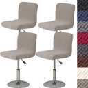 HFCNMY Bar Stool Covers with Backs,4 Pack Stretch Bar Stool Chair Covers, Jacquard Bar Stool Covers, Washable Bar Chair Covers Swivel Barstool Covers Slipcovers with Back Khaki