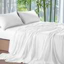 Shilucheng 100% Viscose Derived from Bamboo_ Sheets Cal King Size 4pcs - Ultra Cooling & Silky Soft Bed Sheets, 16" Deep Pocket, Perfect for Hot Sleepers, Hotel Bedding Sheets (White)