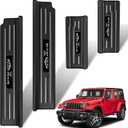 4PCS Door Sill Guards for Jeep Wrangler 2018-2025 JL JLU & 2020-2025 Gladiator JT Accessories, Stainless Steel Door Sill Protector,Unlimited Sport Sahara Rubicon 4 Door (Carbon Fiber)