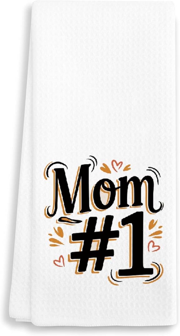 4 x Mom #1 - Decorative Kitchen Towel 16"x24"  Hand Towel for Moms Bathroom, Gifts for Mother's Day, Birthday, Christmas, etc.(018)