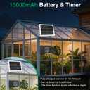 Solar Powered Fan with 15000mAh Battery & Timer, 25W 3500RPM High-Speed Solar Exhaust Fan, Low Noise Waterproof Ventilation for Chicken Coop, Greenhouse, Shed, Pet House & Window