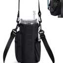 sportsnew Magnetic Gym Bag for Women Men, Water Bottle Carrier Holder with Strap & Phone Pockets for 40oz Tumbler with Handle, 4 Built-in Magnets Small Gym Bag for Sports, Workout, Fitness, Walking (Black)