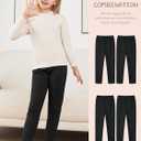 4 Pack Girls Fleece Lined Leggings Cotton Kids Winter Warm Leggings Thick Thermal Tights Pants (Black)