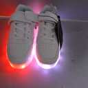 Kids LED Lights Up Shoes USB Charging Luminous Trainers 7 Colors Flashing Lace Up Sneakers Sport Running Shoes/Unisex Boys Girls Children Birthday Gifts, White