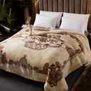 11 Lbs Heavy Korean Mink Blanket King Size - Silky Soft and Warm, 2 Ply Reversible Thick Winter Fleece Blanket- 85 x 95 Inches (Beige)