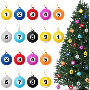 H1vojoxo 36PCS Christmas Sport Billiard Ball Ornaments Set - Decorative Hanging Accessories for Christmas Tree, Personalized Sports Ornament for Billiards Players