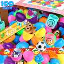 [ 6 Surprise Golden Eggs ] 100 Pack Prefilled Easter Eggs with Assorted Toys Inside, Pre-filled Easter Egg Hunt Stuffed, 100 Plastic Easter Eggs Fillers with Fidget Toys, Easter Basket Stuffers