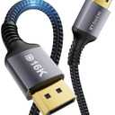 Stouchi DisplayPort 2.1 Cable 15FT, 54Gbps UHBR13.5 [16K 8K 4K@240Hz] Long Gaming Cord, DSC 1.2a, FreeSync G-Sync DP Cable, Snag-Free Shielded for RTX 5090, RX 7900, Monitor