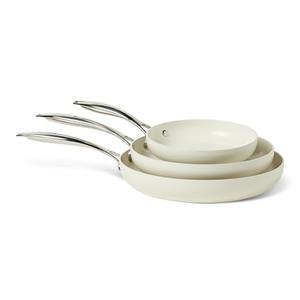 Amazon Basics Ceramic Nonstick Cookware, 3-Piece Frying Pan Set, All Cooktop Induction Compatible, Dishwasher-Safe, Oven-Safe, Ivory miss one