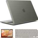 IBENZER Compatible with New MacBook Air 13 inch case 2022 2021 2020 M1 A2337 A2179 A1932, Hard Shell Case&Keyboard Cover&Screen Film for Mac Air 13 with Touch ID (20182022), Gray, AT13GY+2