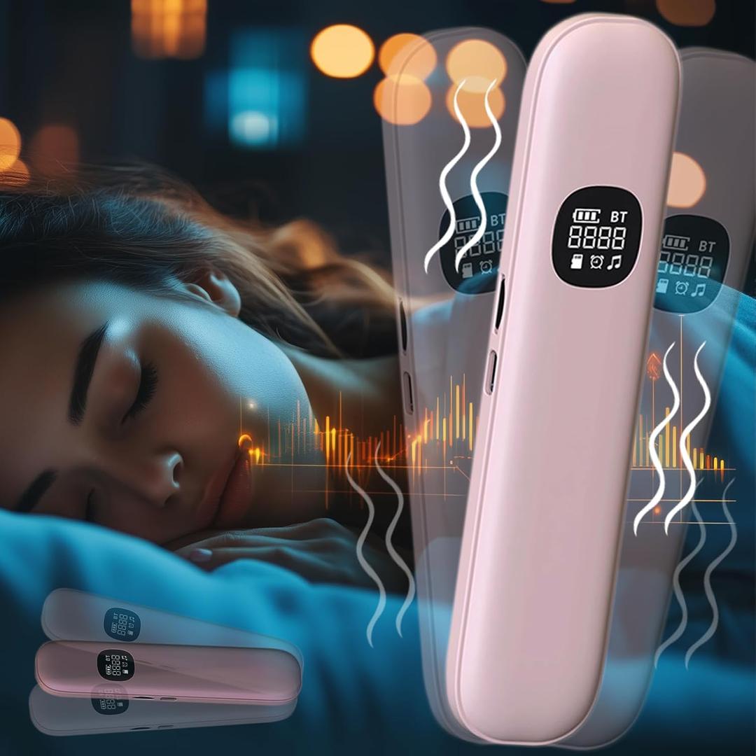 Under Pillow Speaker Bluetooth for Sleeping - Bone Conduction Pillow Speaker with 11 Built-in White Noise, 400mAh Portable Silent Sleep Bar, Auto Timer, Memory Card Compatibility (Pink)