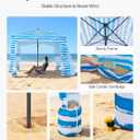 VEVOR Beach Cabana, 6 x 6 ft Beach Canopy with Side Wall, UPF 50+ Protection Easy Setup Cabana Tent with Sand Pockets, Portable Shade Sun Shelter Umbrella for Whole Family & Friends, Blue Stripes