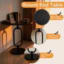 Black Round Side Table 17" x 19" Heavy Duty Metal Pedestal Matel Base Accent Table for Small Spaces Modern End Table for Living Room, Bedroom, Beside Sofa or Couch – Easy Assembly