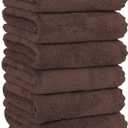 MOONQUEEN 6 Pack Premium Hand Towels - Quick Drying - Microfiber Coral Velvet Highly Absorbent Towels - Multipurpose Use as Hotel, Bathroom, Shower, Spa, Hand Towel 16 x 28 inches (Wood Brown) (Hand Towels - 6 Pack)