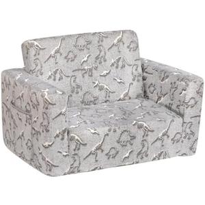 ALIMORDEN 2-in-1 Flip Out Cuddly Sherpa Toddler Couch, Convertible Sofa to Lounger, Glow in The Dark ,Dinosaurs