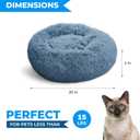 Whiskers & Friends Cat Beds for Indoor Cats, Fluffy Calming Donut Cat Bed, Small Dog Bed Washable - Orthopedic Soft Plush Pet Beds Sized for Kitten to Large Cats & Puppy to Small Dogs - Navy Grey 20''