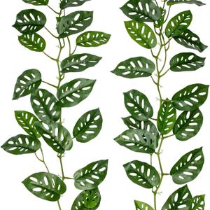 2Pcs Artificial Monstera Leaves Vines 4ft Fake Hanging Plant Ivy Vines Greenery Garland Faux Tropical Vine Decor for Wall Jungle Luau Beach Birthday Party Indoor Outdoor Home Dcor (Monstera#style 1)