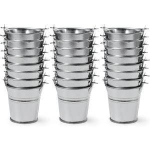 2.1" Galvanized Mini Tin Buckets  24Pcs Silver Metal Buckets with Handle Best for Party Favors, Bridal Shower and Craft Projects (Silver, 2.1")
