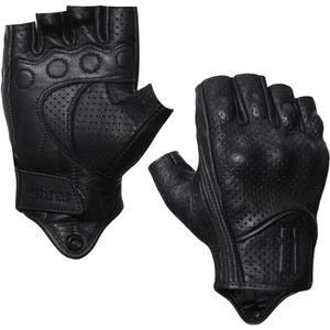 Harssidanzar Men's Motorcycle Gloves Leather Perforated Motorbike Riding Driving Gloves CM044US (Medium, Black)