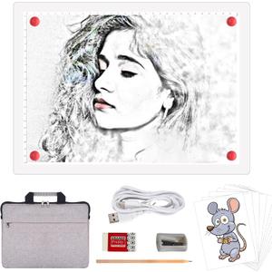 A4 Rechargeable LED Tracing Light Box with Carry Bag, ELICE Wireless Battery Powered Light Pad Artcraft Lightpad Cordless Light Board for Diamond Painting Drawing Sketching Weeding Vinyl (White)