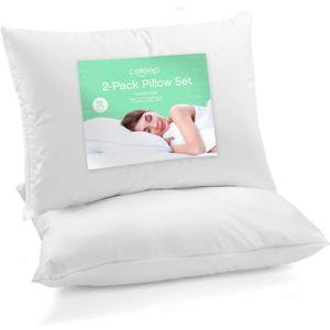 Celeep Bed Pillows (2 Pack) - Pillow Set Queen Size - Hotel Quality Sleeping Pillows for Side, Stomach and Back Sleepers - Microfiber Filling - Soft and Supportive (Queen)