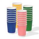 TOSSWARE GO 12oz Double Wall - Mix Color Paper Cup Set - Premium Quality Food Safe - For Hot & Cold Drinks - Disposable & Recyclable - Perfect for Parties, Home & Office - Set of 100