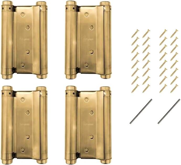 2 Pair of 5'' Stainless Steel Antique Bronze Brass Double Action Spring Door Hinge for Saloon Cafe Door Shop 4pack (4)