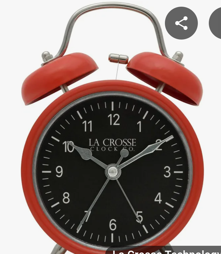La Crosse Clock 617-3314 Red Twin Bell Quartz Alarm Clock