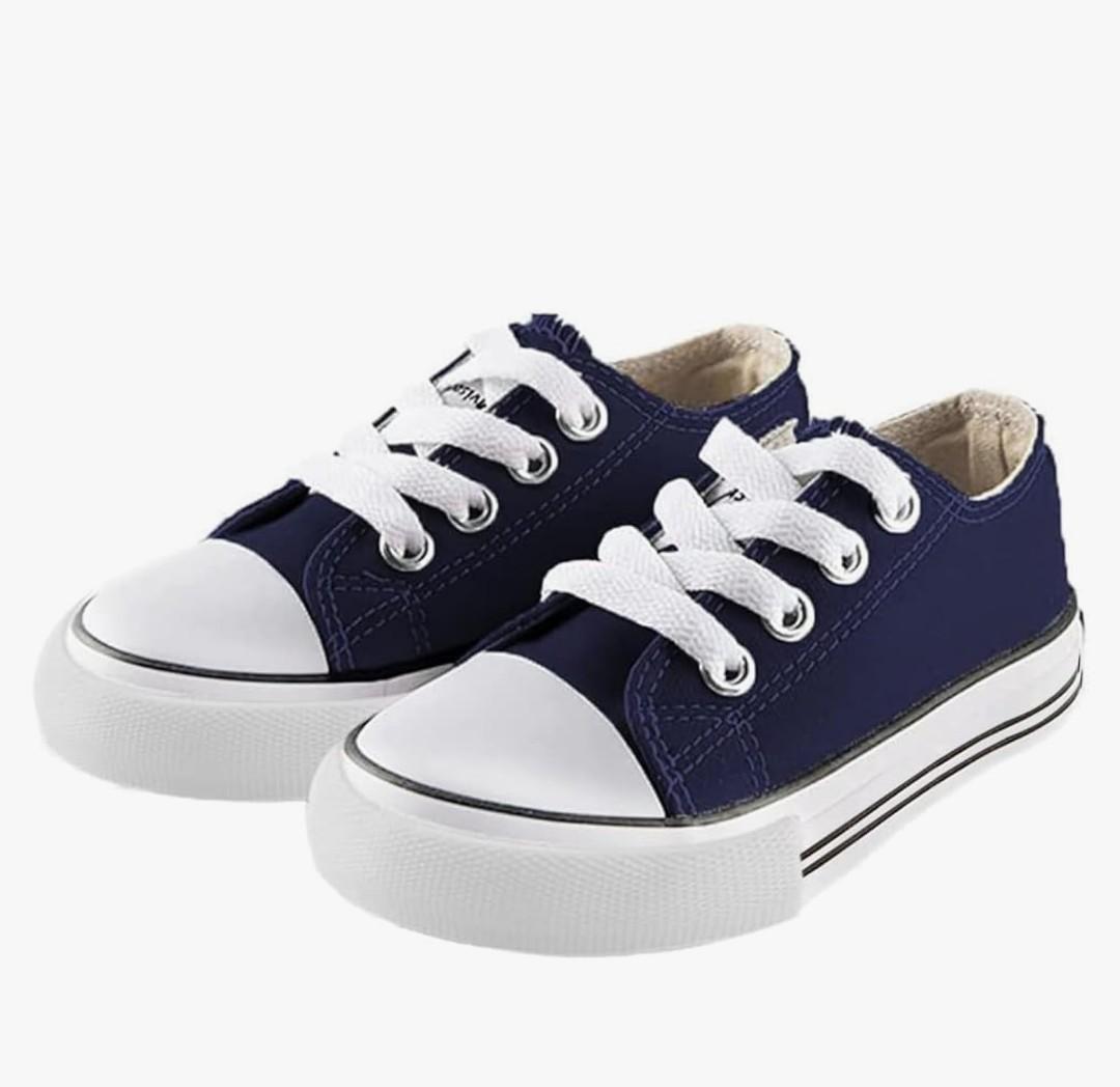 Mvlsoct Boys and Girl Low Top Canvas Kids Lace up Sneakers, Size 33