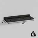 WOPITUES Floating Shelves with Black Metal Guardrail, Shelves for Wall Decor Set of 3, Wall Shelves for Bedroom, Bathroom, Kitchen, Living Room, Plants, Picture Frames, Art- Black